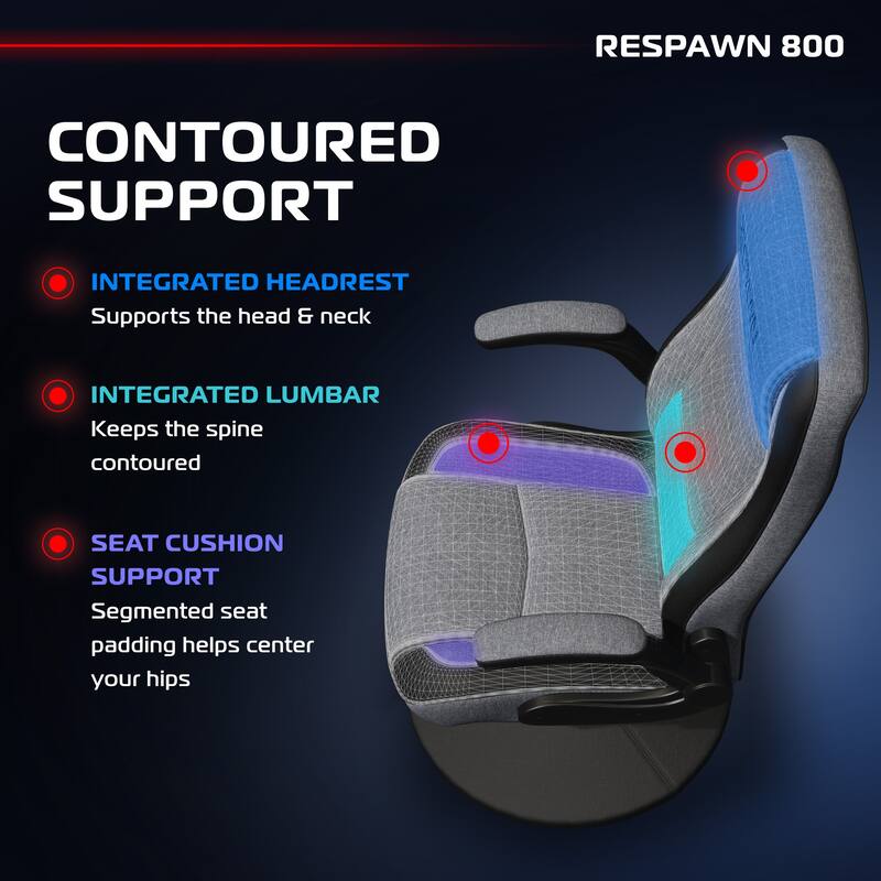 RESPAWN 800 Gaming Chair Floor, Swivel Rocker Gaming Chair, High Back Ergonomic Floor Gaming Chair for Kids and Adults