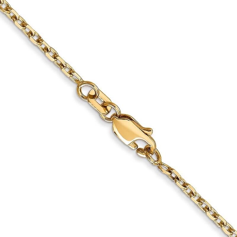 Curata 10k Yellow Gold 1.8mm Diamond Cut Cable Chain Necklace for Men or Women (Lobster)