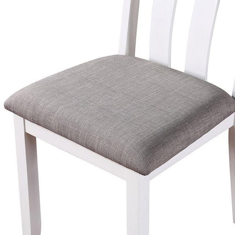 Modern Solid wood 5pc Dining Set Table 4x Chairs Fabric Cushions Seats Chairs Dining Room