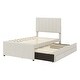 preview thumbnail 4 of 26, Space-saving Upholstered Platform Bed with Trundle and 3 Drawers, Linen Fabric, Twin Size