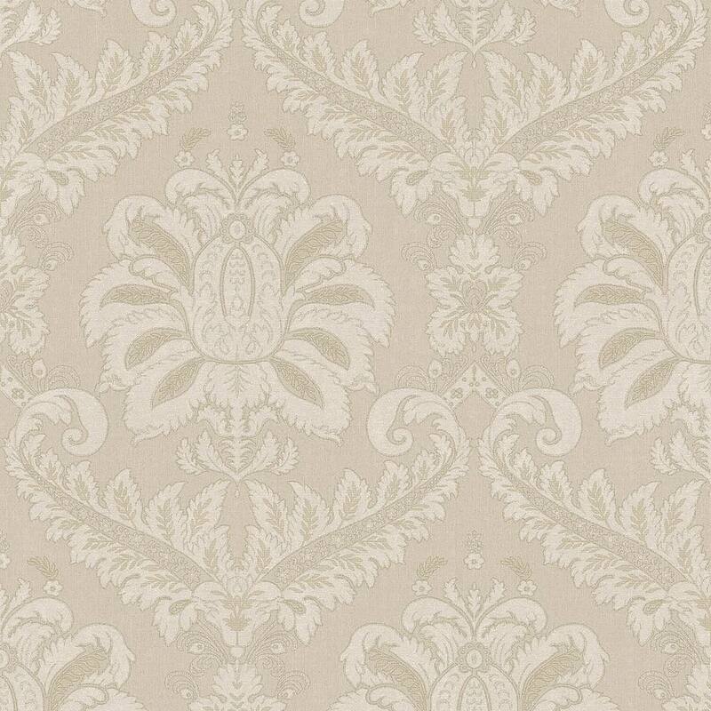 Galerie Wallcoverings Ornamenta Collection Traditional Damask Matte Finish Vinyl on Non-woven Wallpaper Roll - 33-feet long x 21-inches wide - Beige