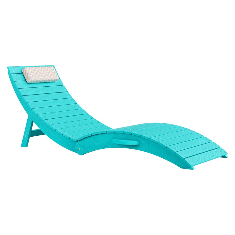 Folding HDPS Plastic Outdoor Pool Chaise Lounges Lounge Chair Outdoor with Headrest Cushions