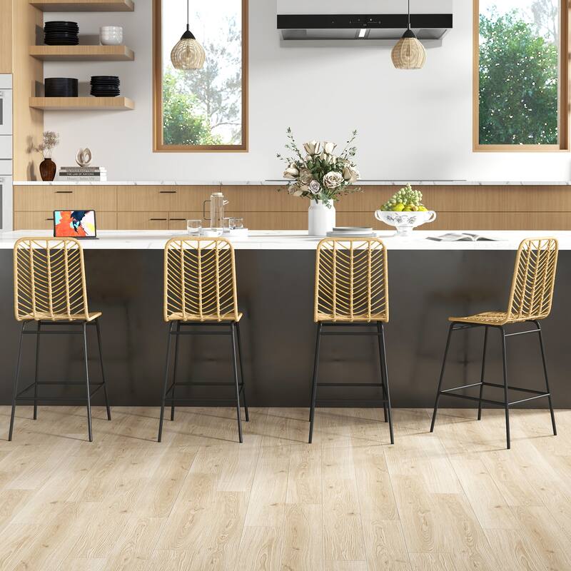 Rattan Bar Stools Set Of 4