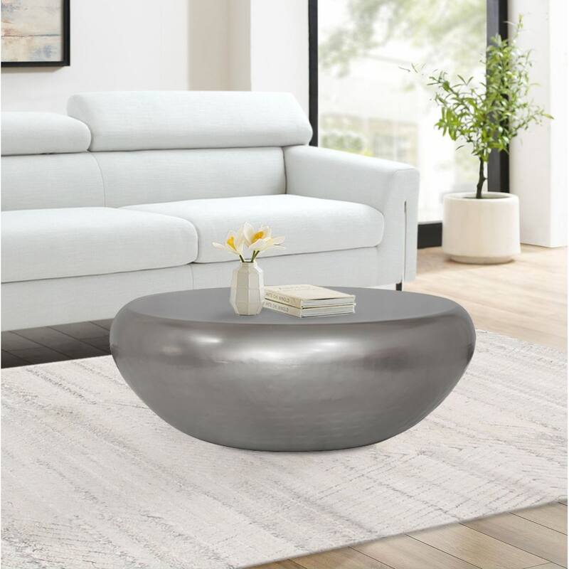 Pasargad Home Helios Drum Shape Coffee Table - W39" x D34.5" x H14.5"