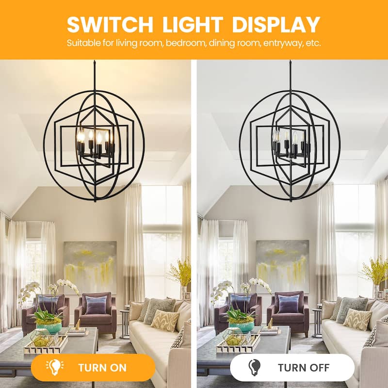 25.78" Geometric Chandelier Modern 6-Light Fixture Pendant Lighting