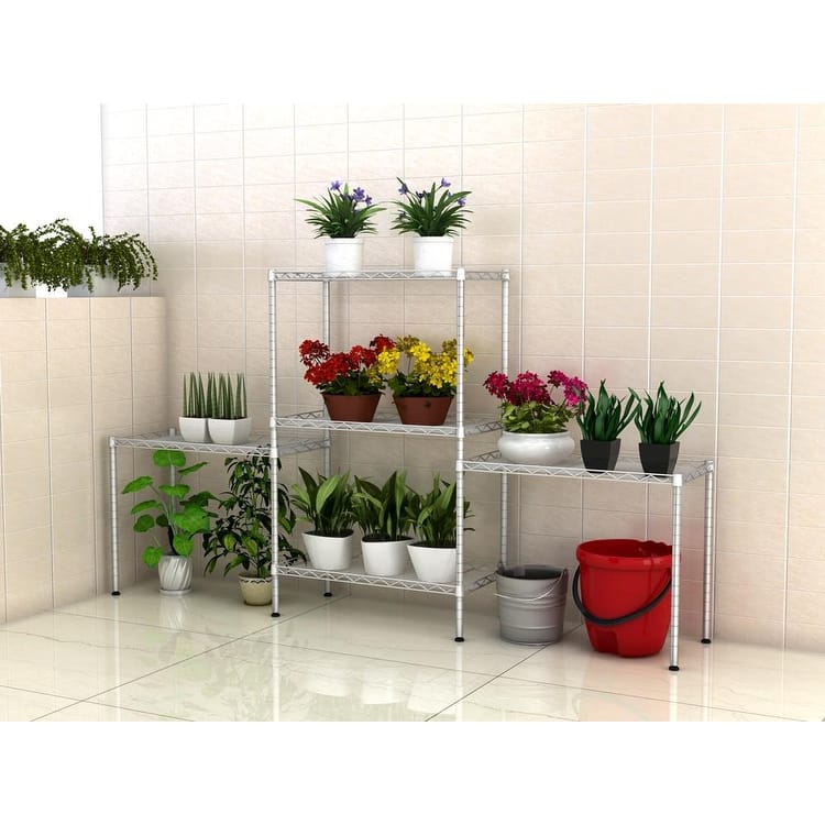 Heavy Duty 5 Layer Wire Shelving Rack Adjustable Shelf Storage Silver