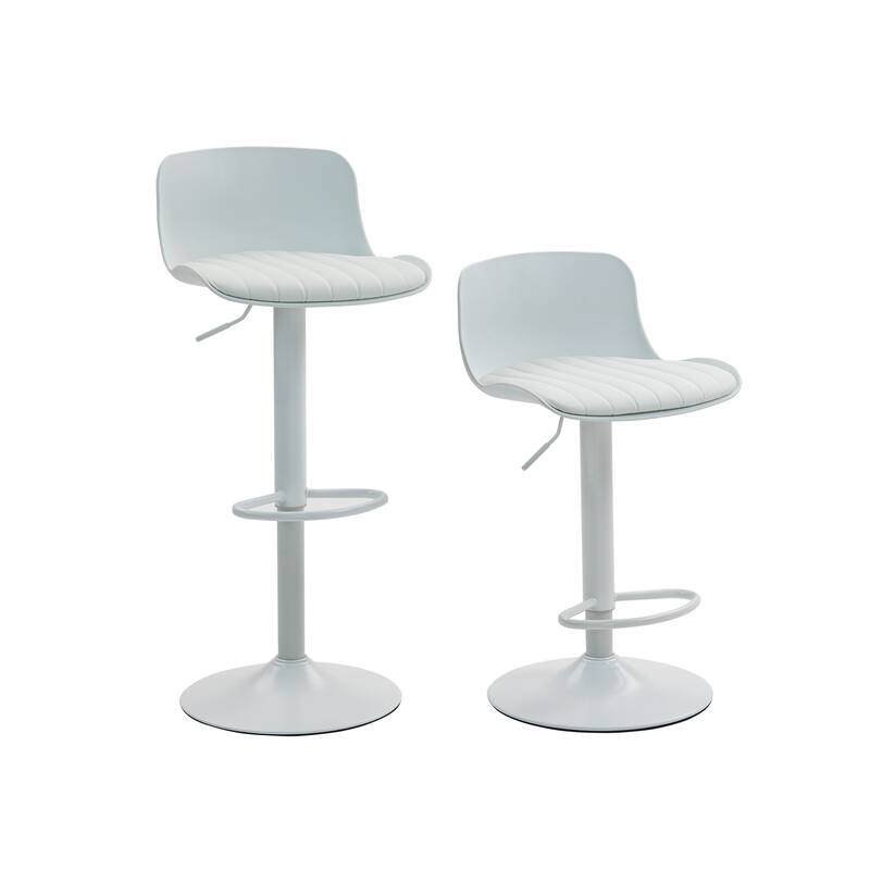Bar Stools Set of 2 - Modern PU Leather Counter Height Barstools with Back, Height Adjustable Swivel Kitchen Island Chairs