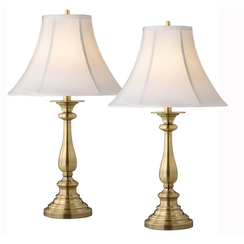 Patrick Henry 27 in. Satin Antique Brass Table Lamp - Set of 2