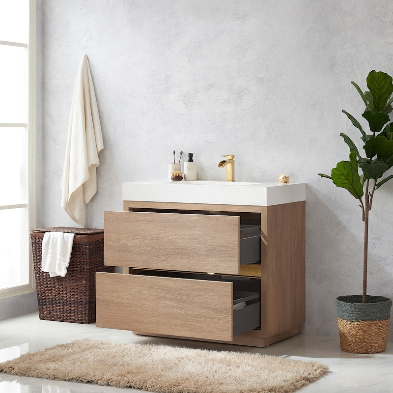 Huesca 36" Single Sink Bath Vanity with White Sink Top, no Mirror