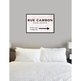 Oliver Gal 'Rue Cambon Road Sign Pink' Cities Framed Art Print on ...