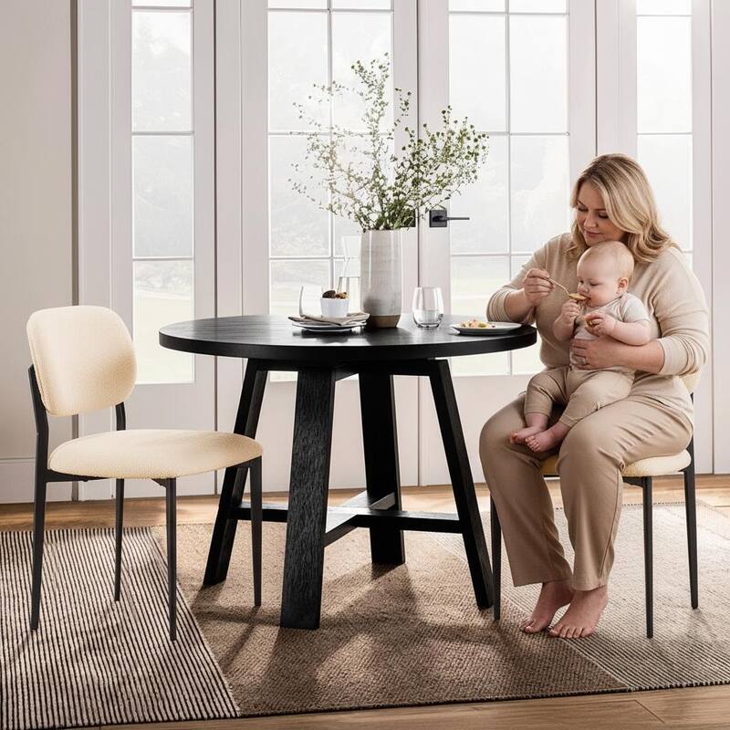 Upholstered Dining Chairs with Metal Legs, Sherpa Fabric Dining Chair Set with Backrest for Dining Room, Living Room Side Chair