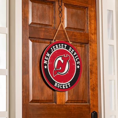 New Jersey Devils Wooden Door Decor Wall Sign - Multi-Color