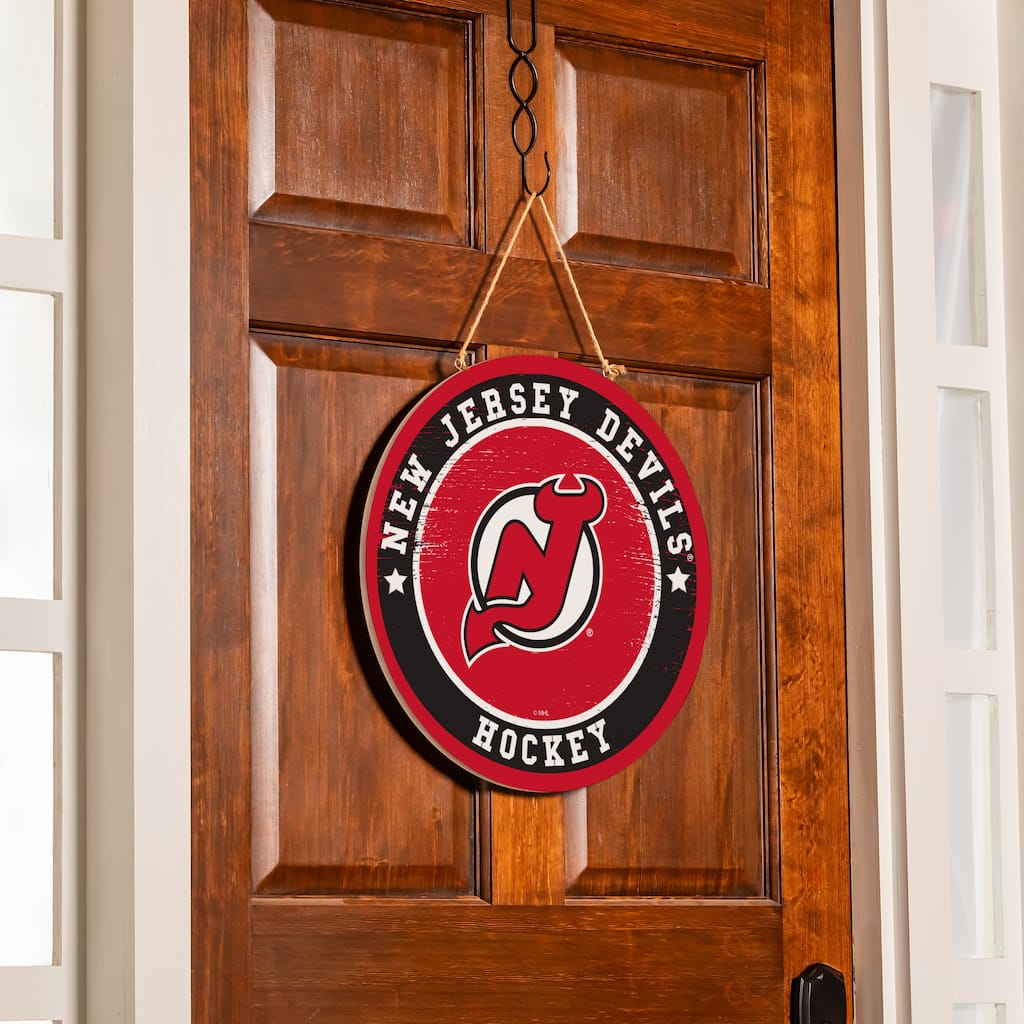 New Jersey Devils Wooden Door Decor Wall Sign - Multi-Color