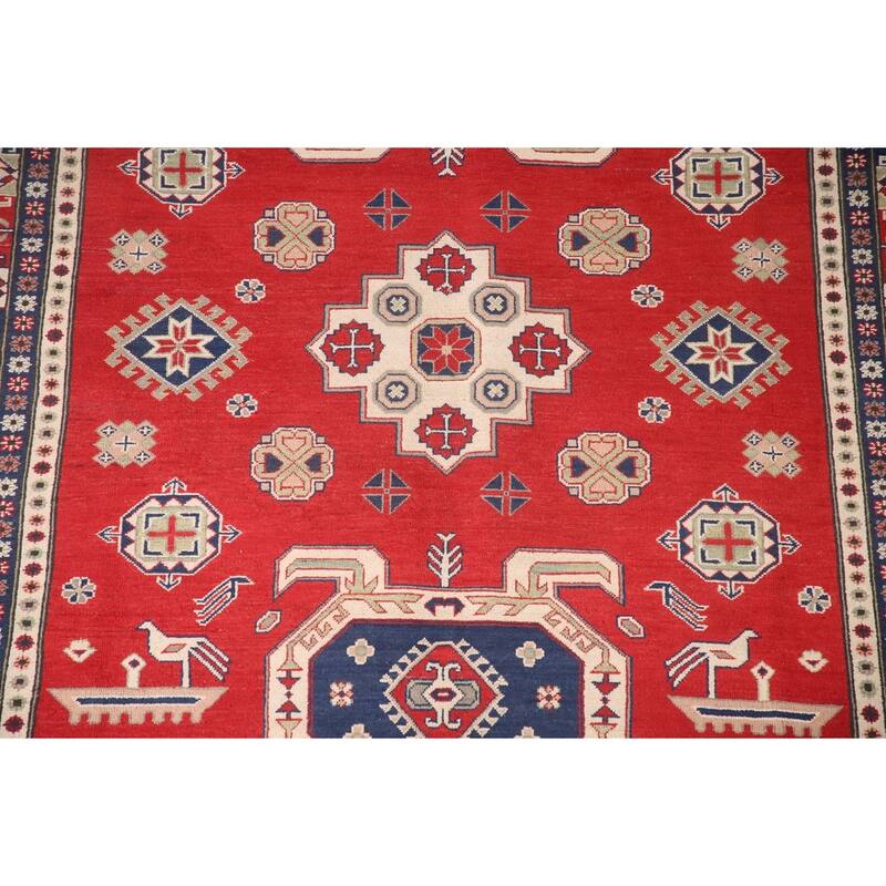 Red Kazak Area Rug Hand-Knotted Wool Carpet - 6'8" x 9'3"