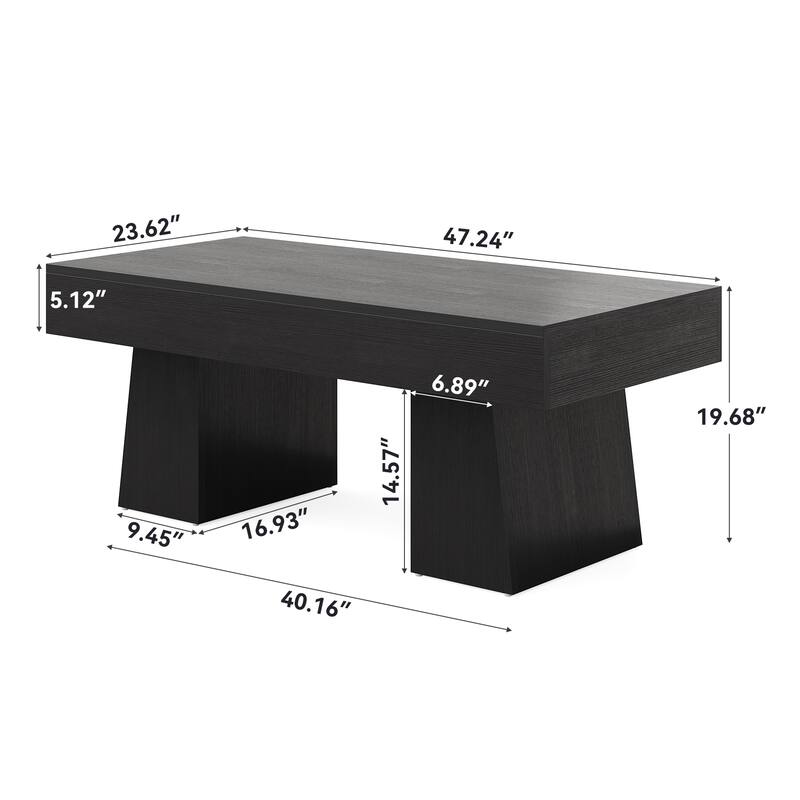 47 Inches Wooden Rectangular Accent Center Tables
