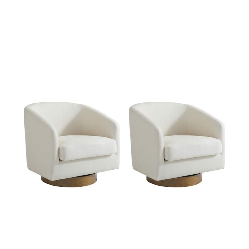 Faux Leather Wide Seat Swivel Barrel Chair