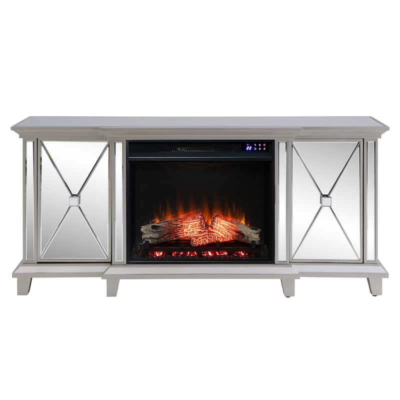 SEI Furniture Talmar Mirrored Fireplace Media TV Stand for TV's up to 62"
