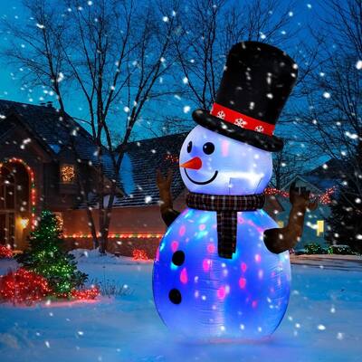 8FT Christmas Inflatable Rotating Snowman Outdoor with Led Light