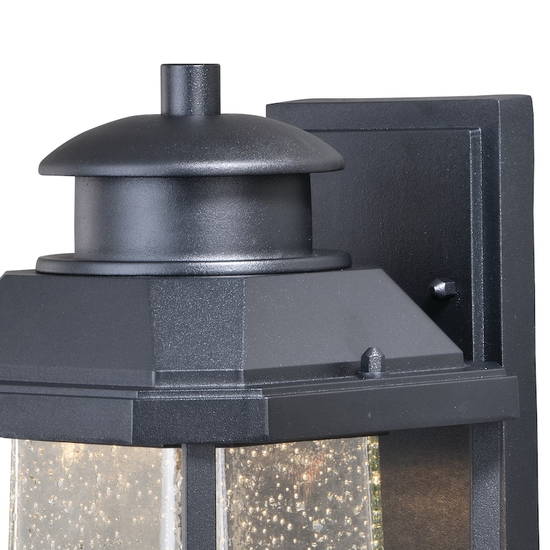 Freeport Aluminum 1 Light LED Dusk to Dawn Black Outdoor Wall Lantern Clear Glass - 7.25-in W x 13.5-in H x 8-in D
