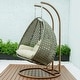 preview thumbnail 26 of 128, LeisureMod Modern 2-Person Egg Hanging Swing Chair with Beige Wicker, Oxford Fabric Cover, Patio Hammock Lounger and Cushions
