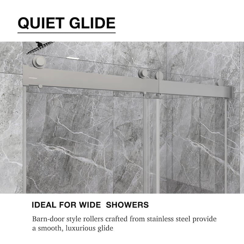 48/60/72 in. W Sliding Frameless Shower Door in Chrome with Tempered glass