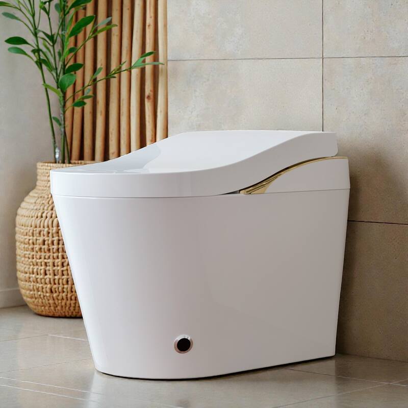 Modern Smart Toilet with Bidet. Auto Open Close. Auto Flush. Heated Seat. Warm Water. Dryer. Foam Shield - White