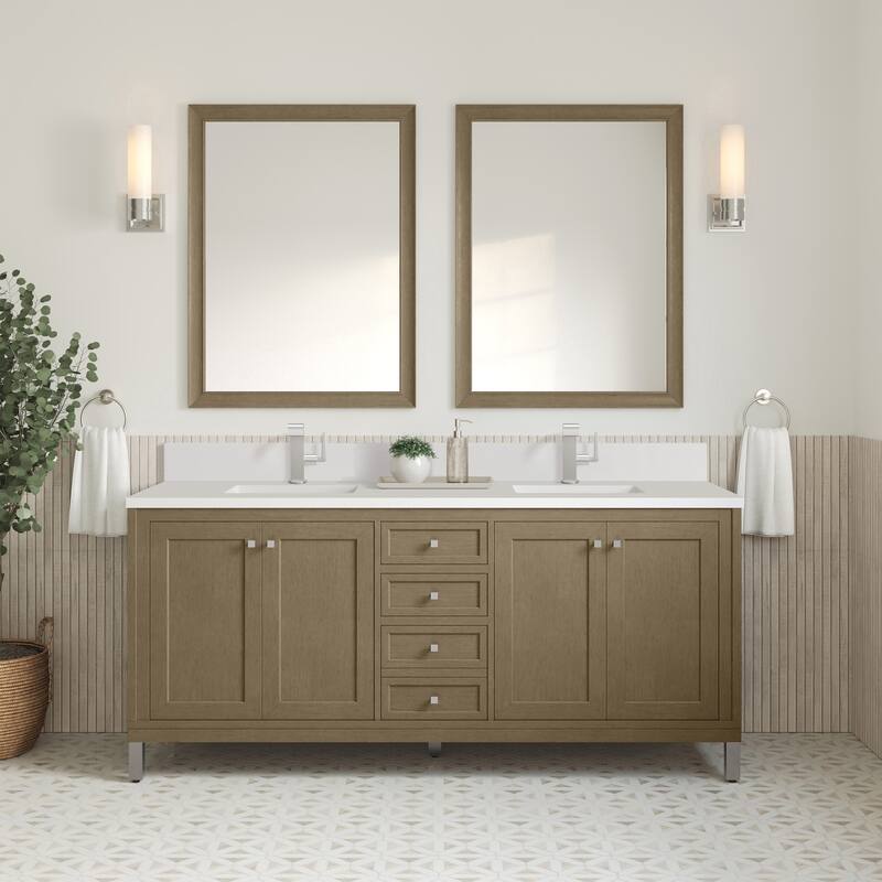 Chicago 72" Double Vanity, Walnut Whisper