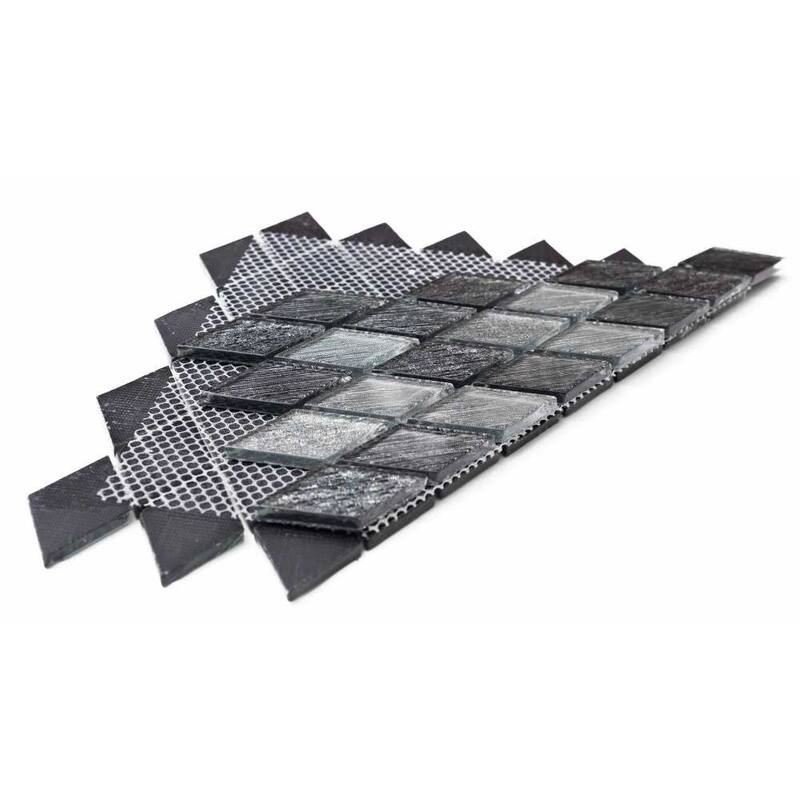 Cosmos Rhombus 12in x 12in Silver Glass Backsplash Wall Tile