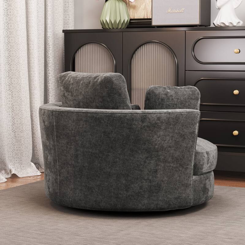 50.2"W Accent Barrel Chair,360° Swivel Club Chair with Metal Base