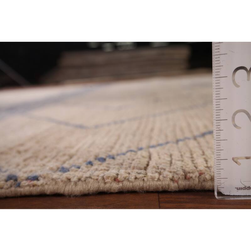 Earth Tone Trellis Moroccan Oriental Area Rug Hand-Knotted Wool Carpet - 7'8"x 8'8"