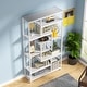 preview thumbnail 23 of 23, Vintage Brown/ Black 8-Shelf Etagere Bookcase, White Modern Bookshelves with Storage, Tall Display Rack