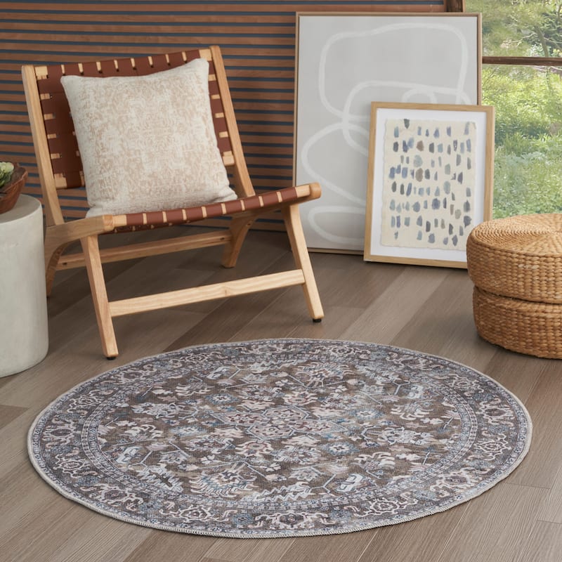 New Concept Washables Vintage Medallion Machine Washable Area Rug