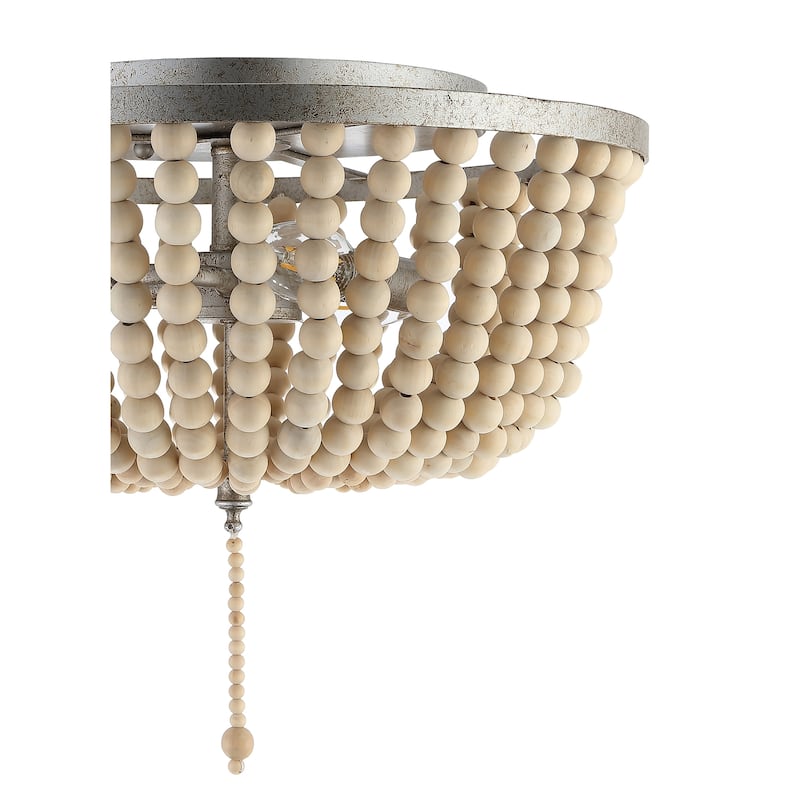 Allie Wood Beaded/Metal LED Flush Mount, by JONATHAN Y