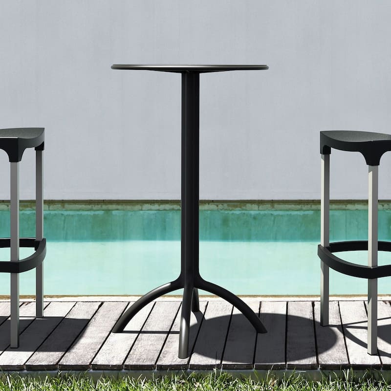 42.5" Black Durable Round Outdoor Patio Bar Table