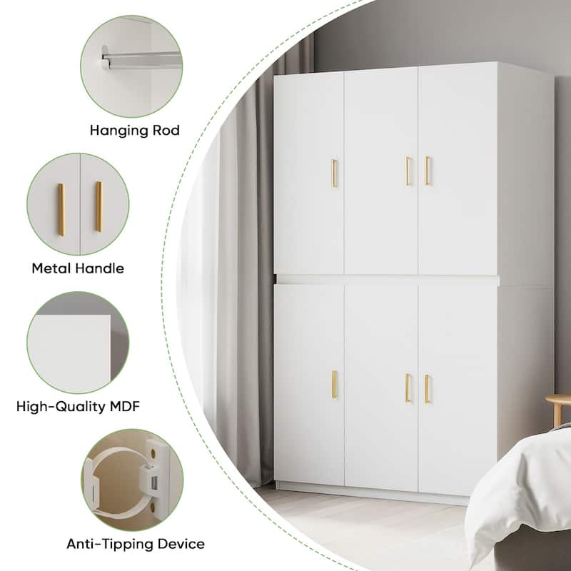 Pocassy 71" Clothing Storage Cabinets with 2 Doors