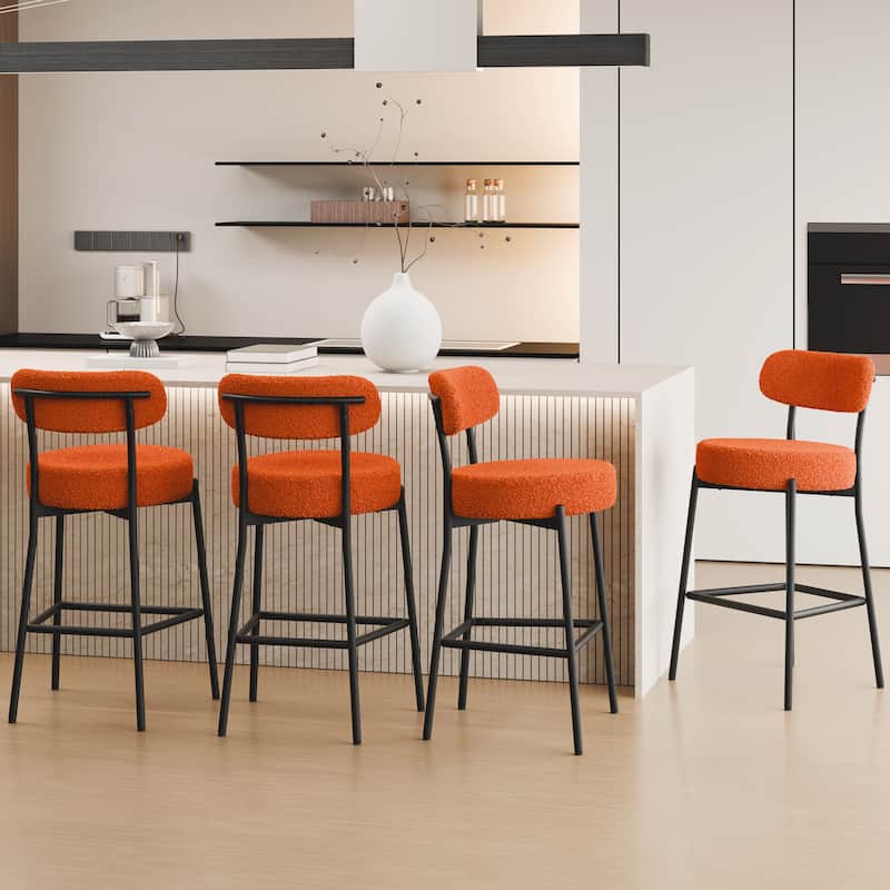 XINMICS 27 Inches Boucle Counter Height Bar Stools with Back