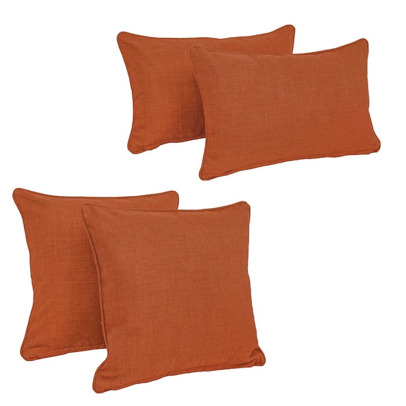 Blazing Needles Delaney Indoor/Outdoor Throw Pillow Set (Set of 4) - Cinnamon