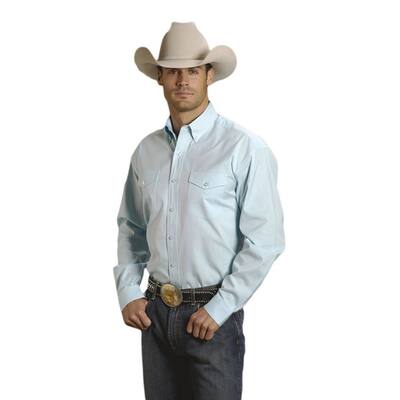 Stetson Western Shirt Mens L/S Button Oxford Aqua 11-001-0565-0020 BU