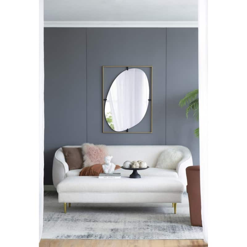 Rectangular Framed Oval Wall Mirror - 40.25" - Gold