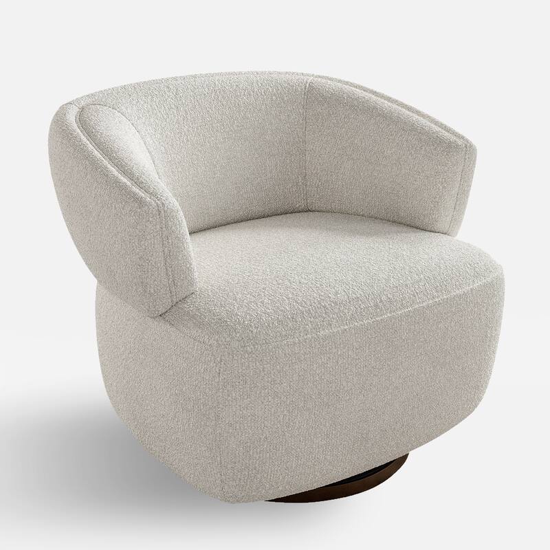 Swivel Barrel Chair, Fully Assembled Accent Lounge Sofa with 360-Degree Base, Oversized Upholstered Reading Chair