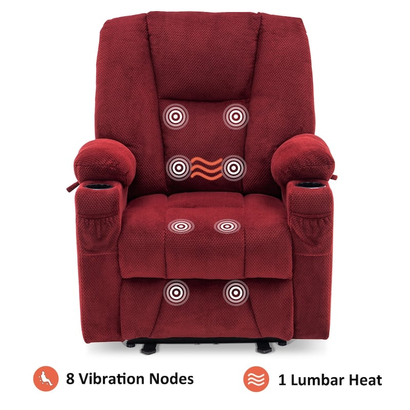 MCombo Electric Power Recliner Chair with Massage & Heat, Plush Fabric 8015