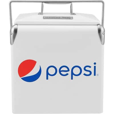 Permasteel 14-Qt Small Portable Cooler in White with Pepsi Logo