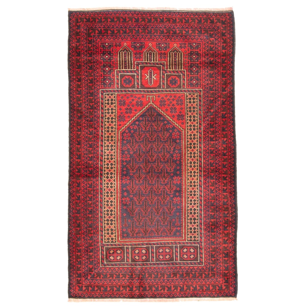 ECARPETGALLERY Hand-knotted Teimani Red Wool Rug - 2'10 x 5'0