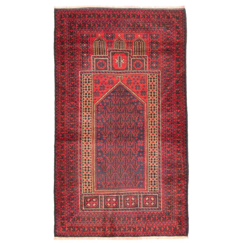 ECARPETGALLERY Hand-knotted Teimani Red Wool Rug - 2'10 x 5'0