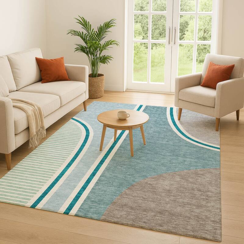 Machine Washable Indoor/ Outdoor Contemporary Keely Chantille Rug