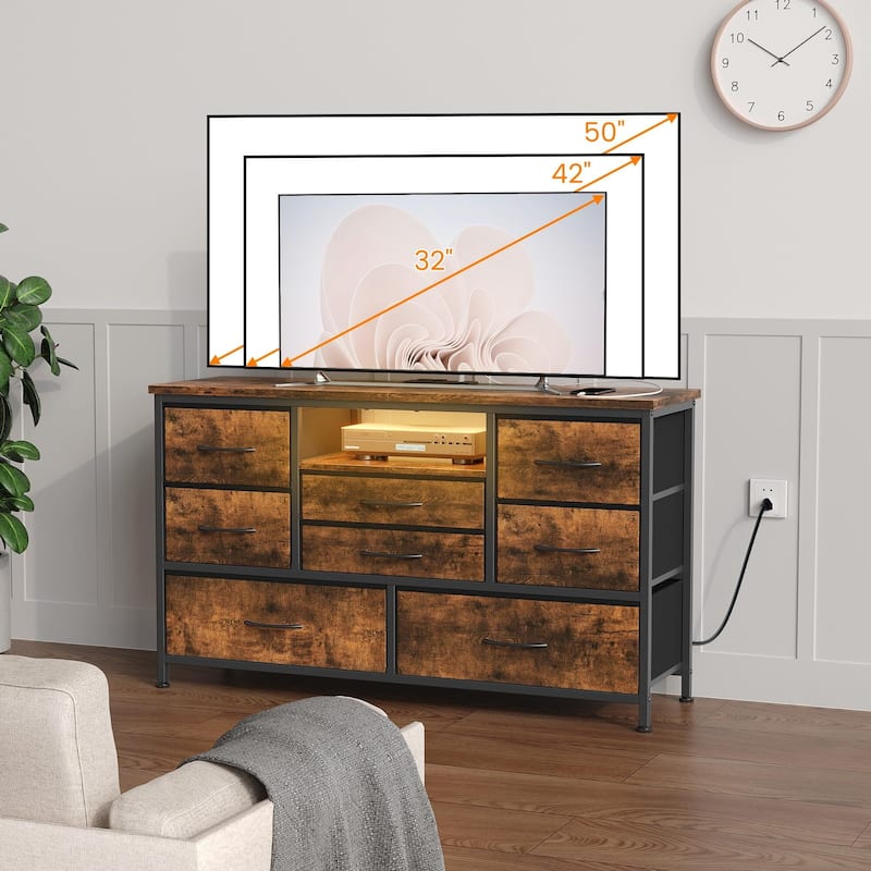 Dresser TV Stand with Power Outlet & Led for 55'' TV - 55 inches