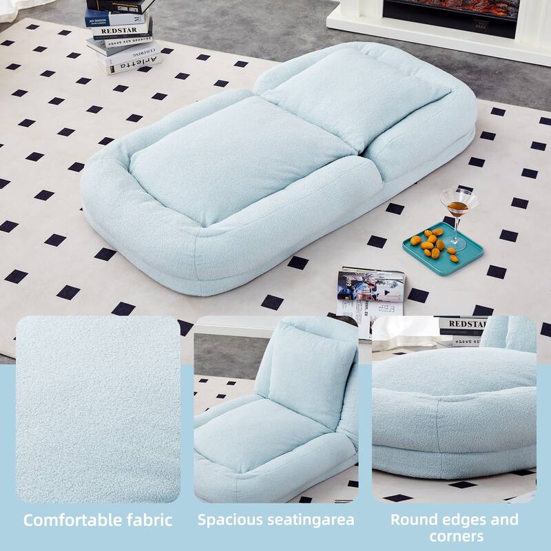Roomfitters Folding Sofa Chair with 5 Adjustable Positions, Velvet Floor Lounge Chair for Gaming