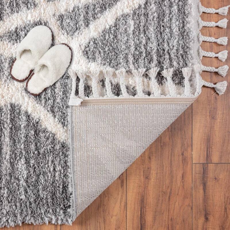 Luxe Weavers Geometric Fringed Shag Area Rug for Living Room