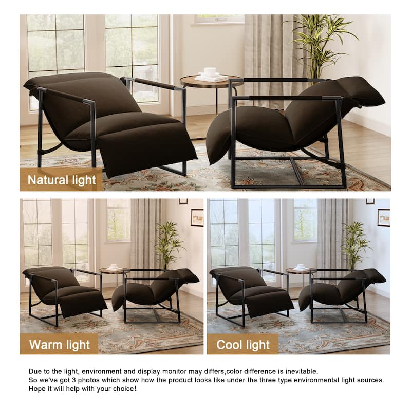 Metal Sling Accent Chairs Armchair with Adjustable Headrest Set of 2