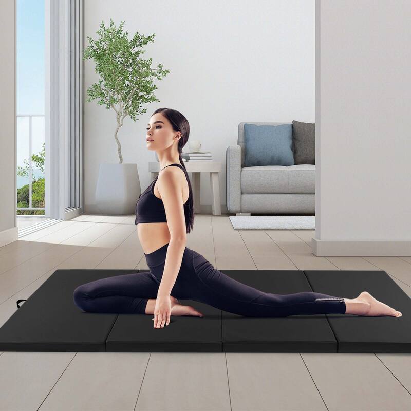 4-Panel Folding Exercise Mat with Carrying Handles for Gym Yoga